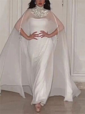 Women Sequin Maxi Dress Elegant High Collar Sleeve Loose Long Robes Ladies  | eBay