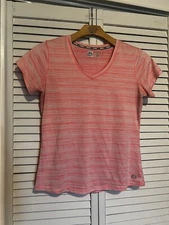 RBX Women's M Medium Shirt Top Short Sleeve Workout Athletic Hiking Pink Vneck