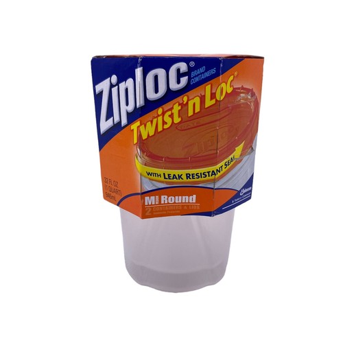Ziploc Twist 'n Loc Round Storage Containers 32 oz 1 quart Lot of 2