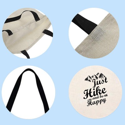 JUST HIKE AND BE HAPPY bedruckte Leinen Tasche