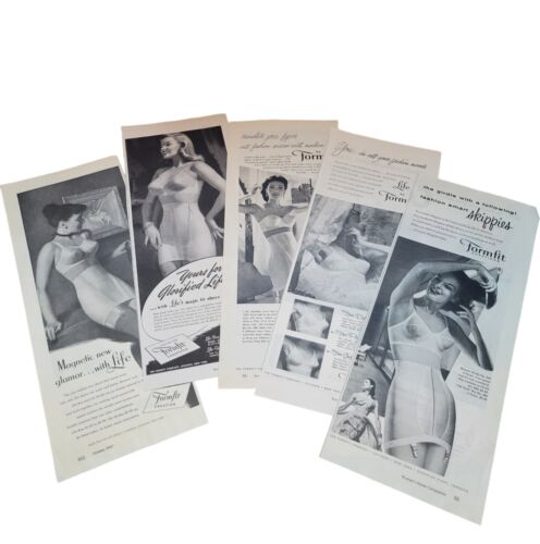 Vtg 40's & 50's Formfit Creations Lingerie Print ADs Lot of 5 Girdles Bras PinUp