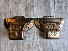 2 Vtg Funeral Casket Handle Mounts Escutcheon Ornate Coffin Hardware NOS
