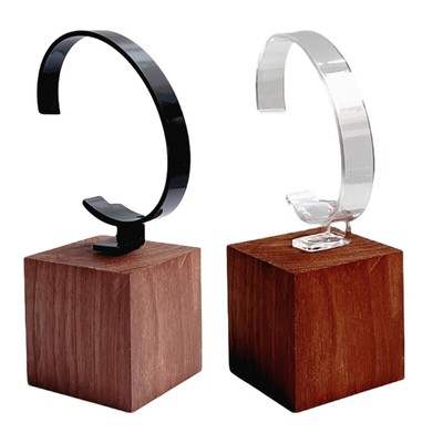 Space Saving Walnut C Circle Watch Stand Timepiece Holder for Home and Shop Use