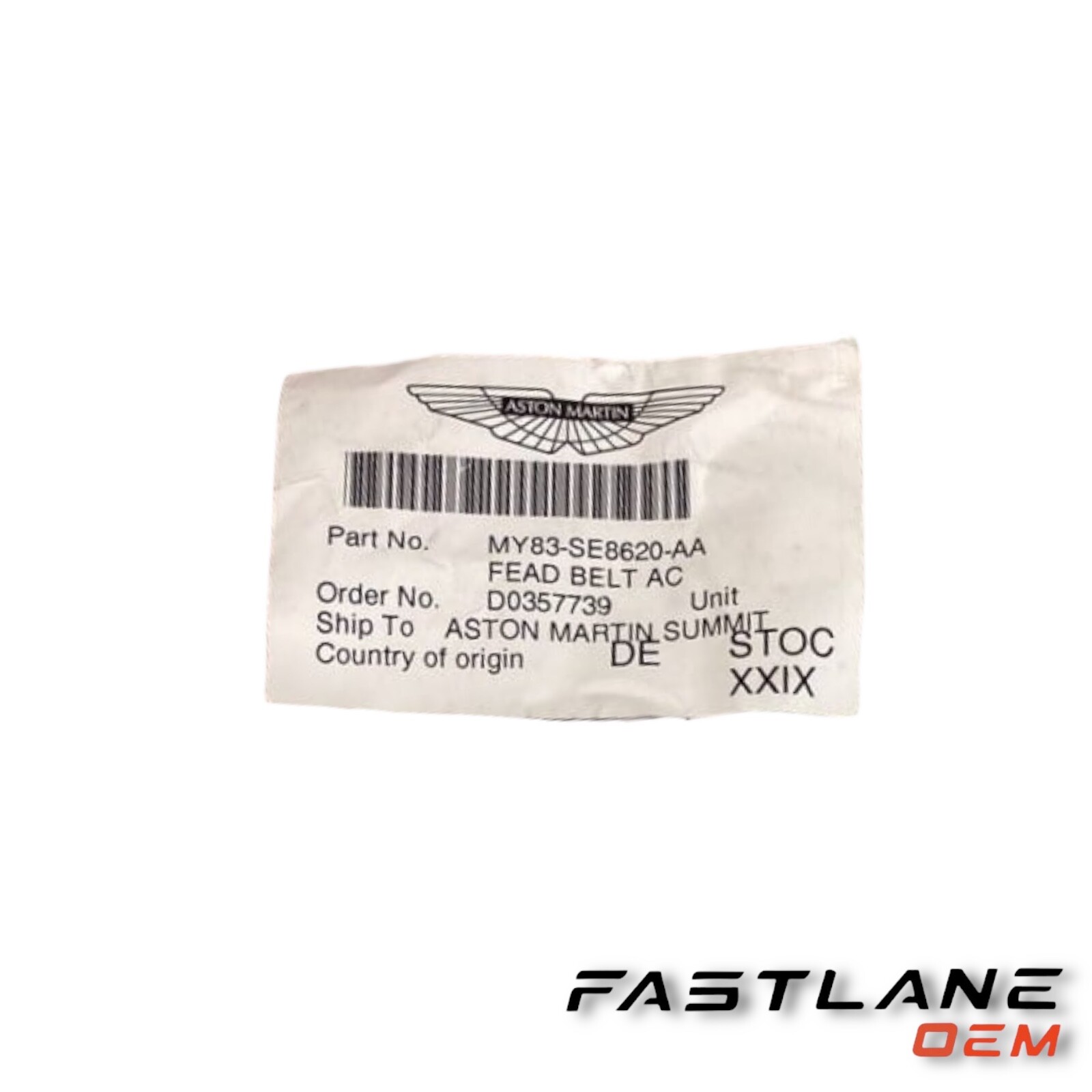 GENUINE ASTON MARTIN FEAD BELT AC NEW OEM MY83-SE8620-AA