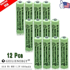 12PCS AAA 3A NIMH 600mAh 1.2v Rechargeable Battery For Garden Solar Light Green