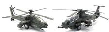 Pull Back Metal Die Case Helicopters - ARMY APACHE  8" & AIR FORCE STEALTH 8"