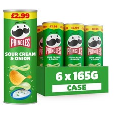 Pringles Sour Cream & Onion Snacking Crisps Pack of 6 x 165g