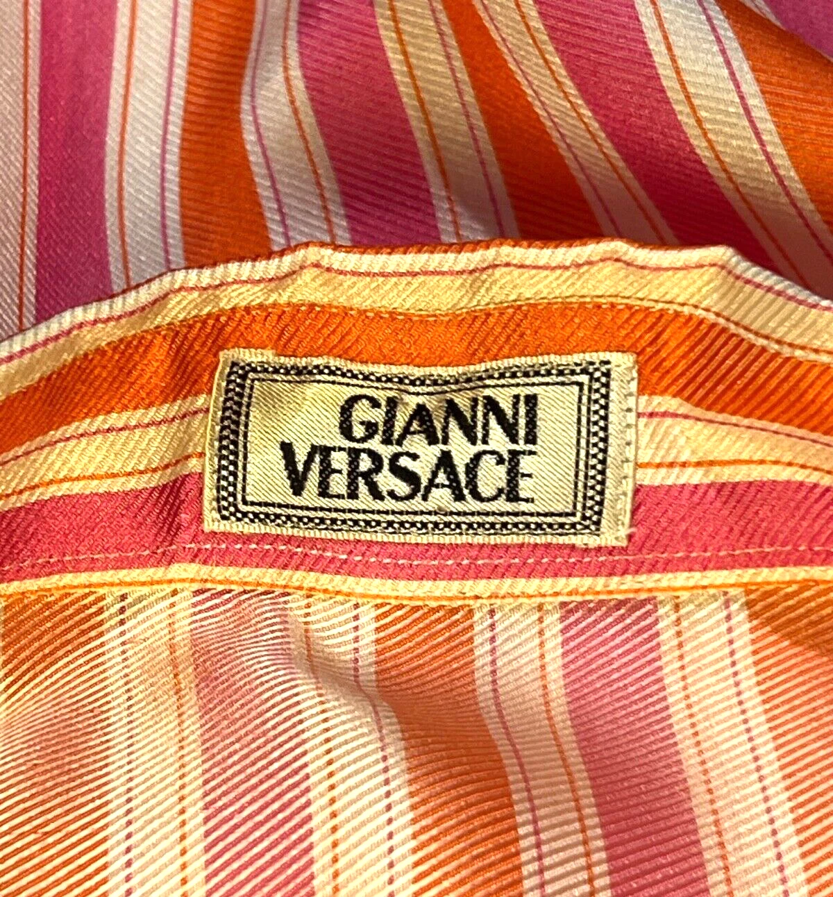 Camicia di seta a righe primi anni 90 GIANNI VERSACE Bayadere taglia 52 ITALIA US XL