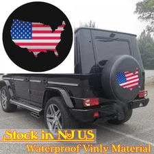 16 INCH Spare Tire Cover American Flag Wheelcover Soft Vinyl Leather for RV Boat