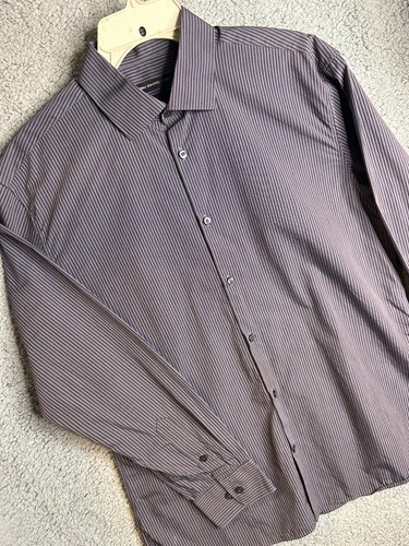 John Varvatos, John Varvatos Slim Fit Shirt Men 16-32/33 Button Up Collared Long Sleeve Stripes