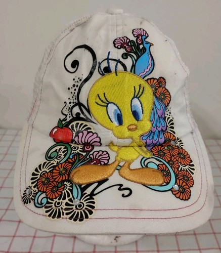 Six Flags Tweety Vogel Blumen Trucker Cap Mütze weiß Mädchen Snapback bestickt - Bild 2 von 7