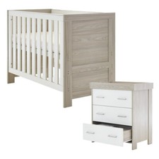 Image of Obaby Nika Mini Nursery Room Set - 2 Piece - Cot Bed & Changing Unit