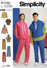 Simplicity R11184 Oversized Knit Hoodies, T-Shirts & Joggers Sz XS-XXL UC S9379