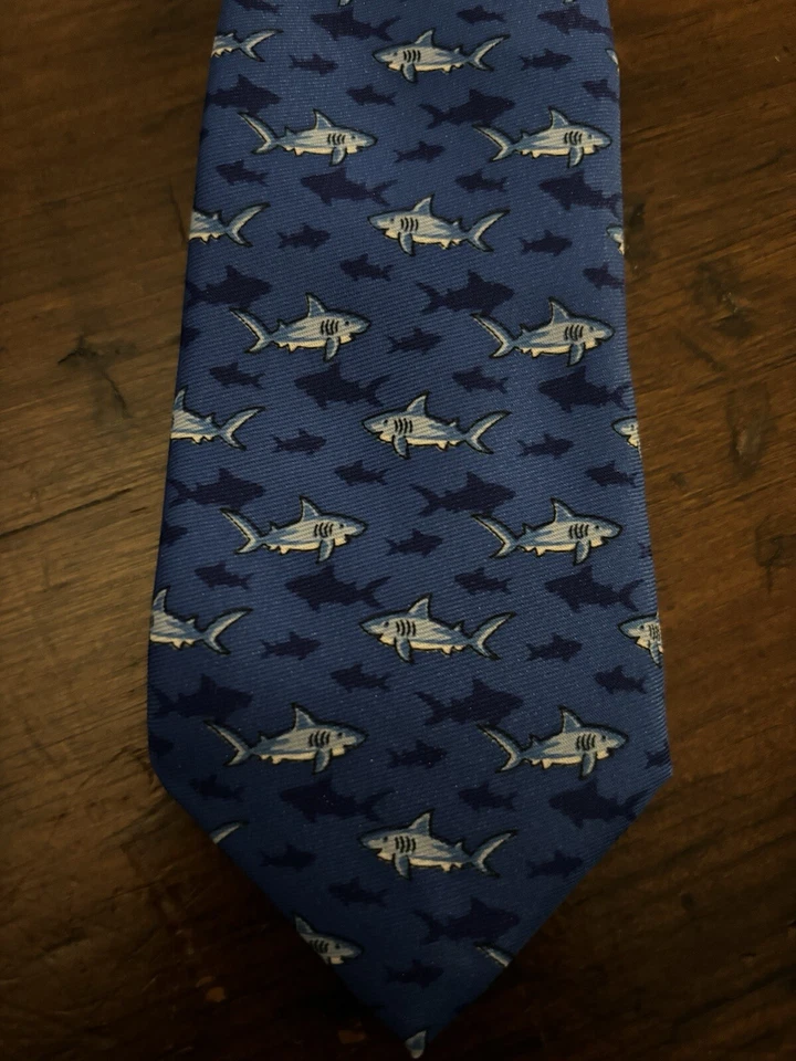 Men’s Blue Shark Tie By Wembley  - Image 3 of 4