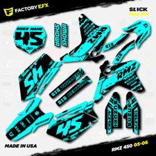 Black & Cyan Slick Racing Graphics Kit fits 05-06 Suzuki RMZ450 Sticker RMZ 450