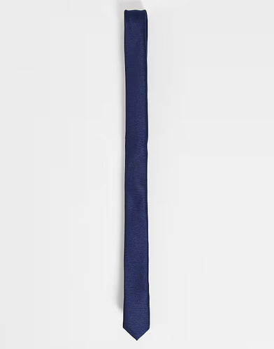 ASOS DESIGN skinny tie in Navy blue - 第 1/5 張圖片