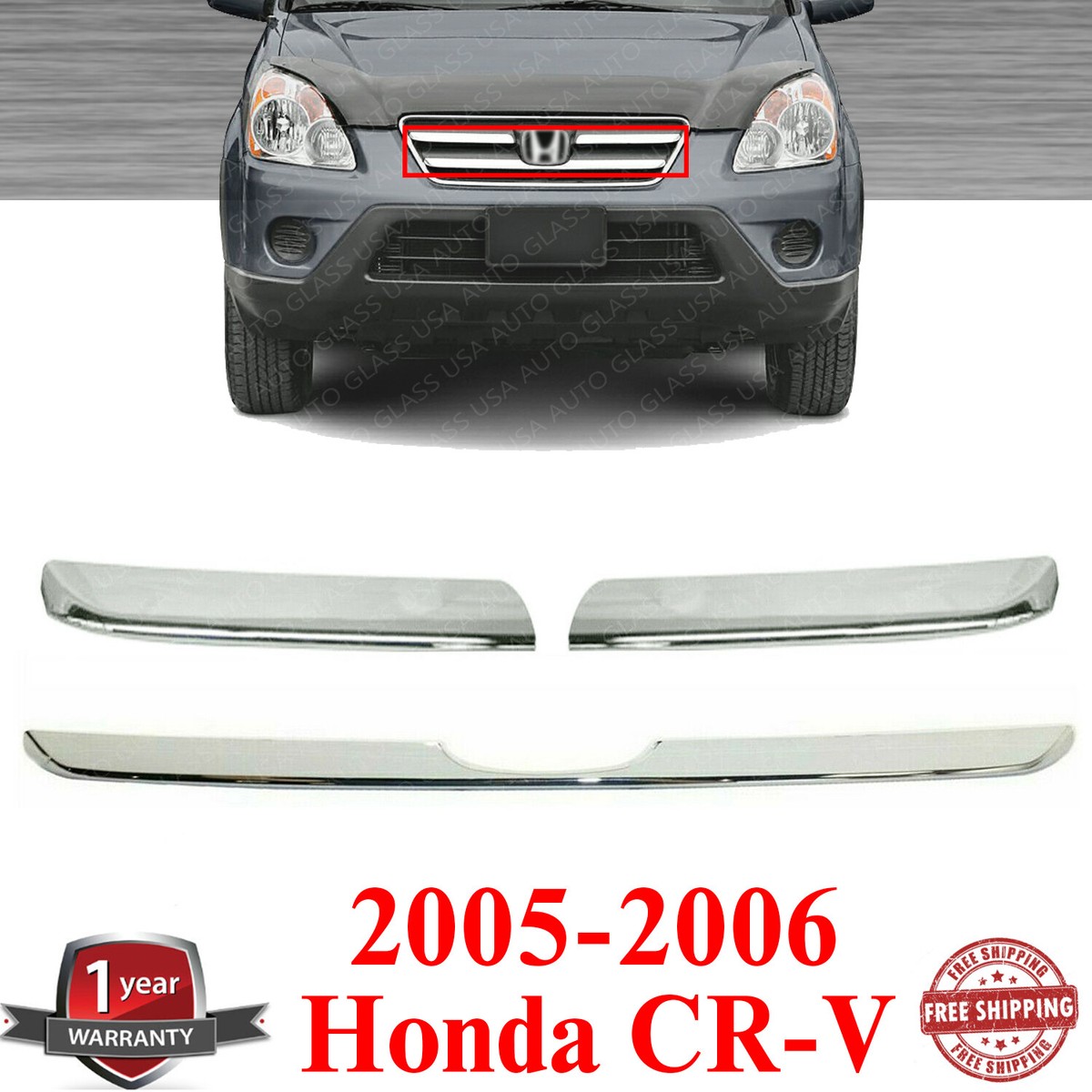 Center Chrome Grille Trim Molding For 2017-2019 Honda CR-V – HO1210150, Replaces 71122TLAA00