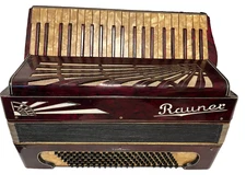 Vintage Rauner Saltarella Accordion, 120 Bass, Marbled Red Working Needs Service