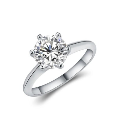 2 kt Ring Solitär Diamant Testpass rund Laborgefertigt VVS1/D/Top US:4,5