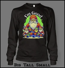 Christmas Santa With Elves Holiday I'm Good Big Tall Small Colorful Graphic Tee