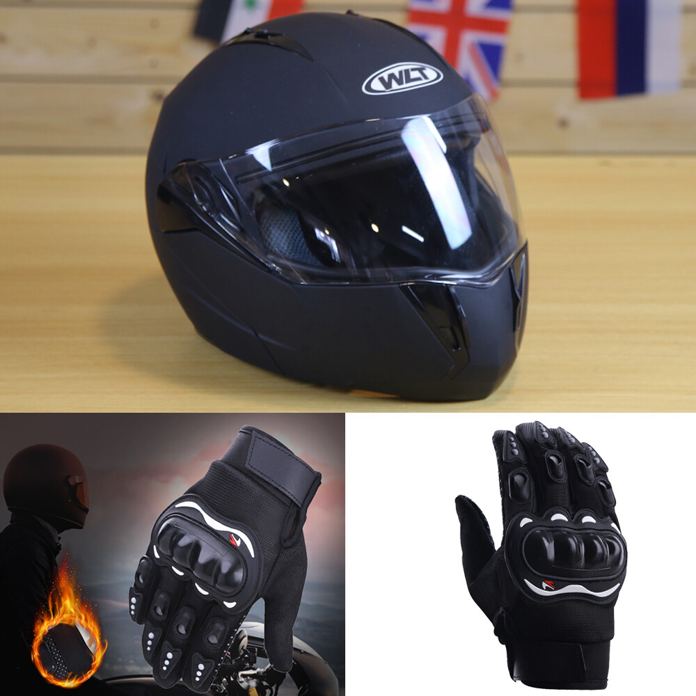 DOT Modular Helmet Flip Up Full Face Dual Visor Racing Bike Motorcycle M~XXL XL