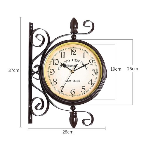 Outdoor Garden Paddington Station Wall Clock Double Sided Hanging