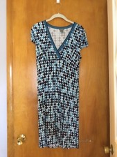 Ann Taylor Cap Sleeve Blue Polkadot Dress - Petite 6
