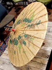 003 Vintage Japanese Rice Paper and Bamboo Wagasa Parasol Grape Vine Umbrella