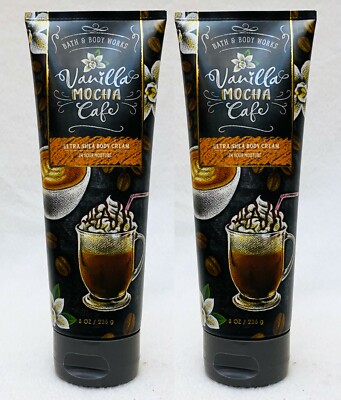 2 Bath & Body Works VANILLA MOCHA CAFE Ultra Shea Body Cream Lotion Tube 8 oz