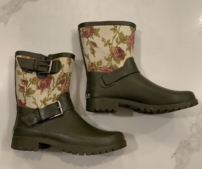 Lauren Ralph Lauren Mora II Olive Floral Print Rain Rubber Boots