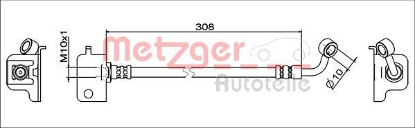 Metzger Bremsschlauch Vorderachse Rechts FüR Hyundai I10 Ba Ia 1.0 1.2 I10-image