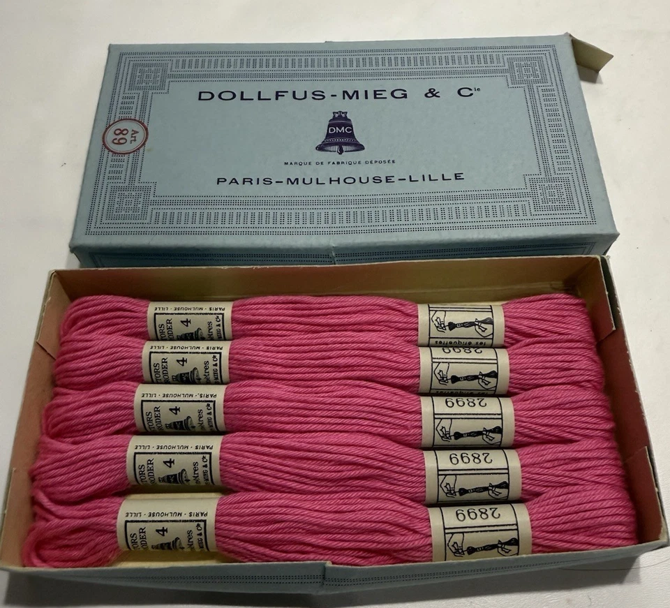 Vintage Dollfus -Mieg Embroidery Thread 2899 Retors A Border D-M-C No 4 Pink - Image 2 of 4