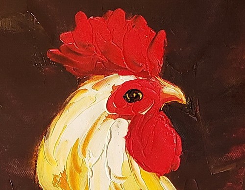 Rooster, Item No.- 3, 24x20, 100% Hand painted Oil Painting on Canvas - Picture 4 of 6