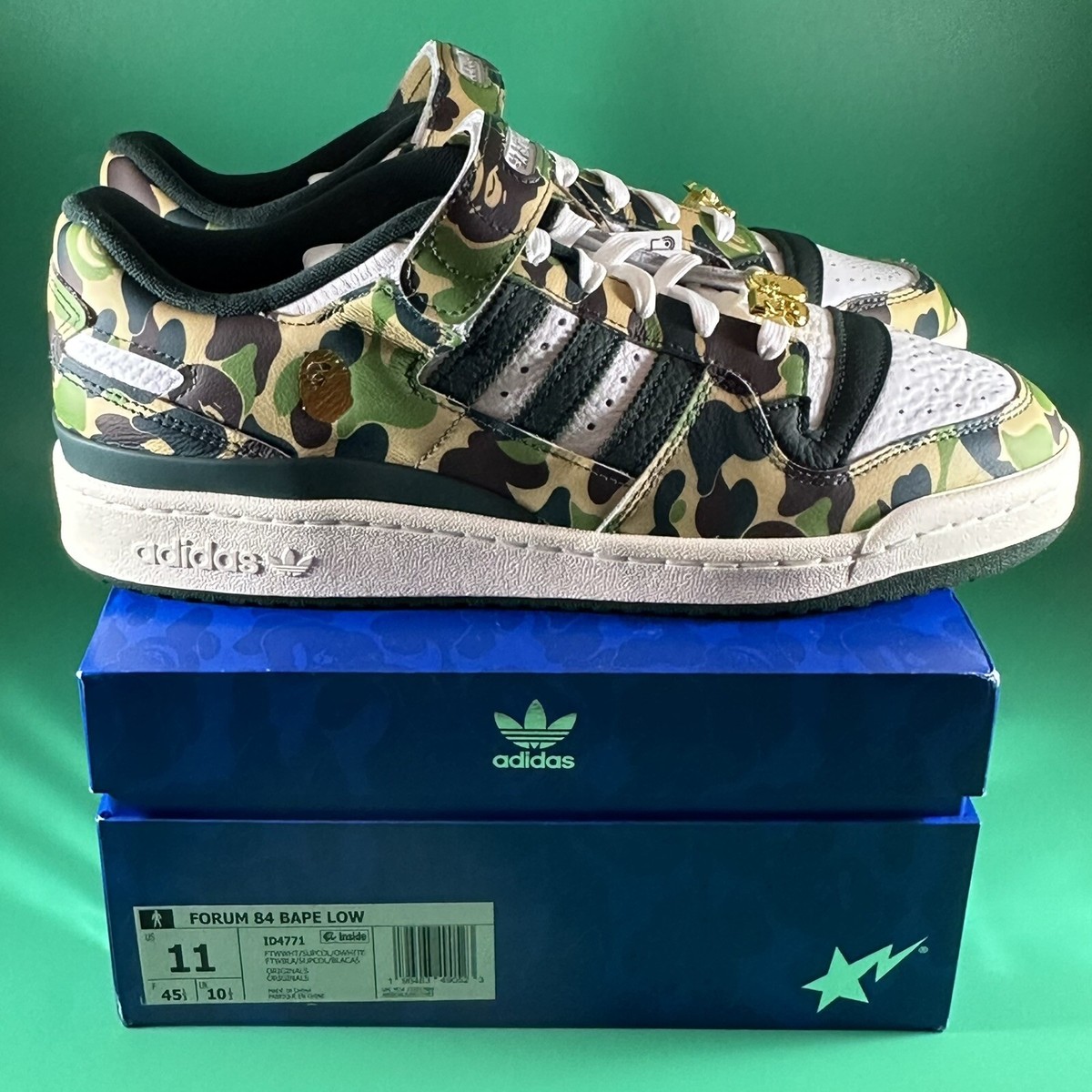 【Adidas】★Adidas x BAPE Forum 84 Low Green Cam.o★22-30 Adidas x Bape Forum 84 Low 30th Anniversary Green Camo Mens