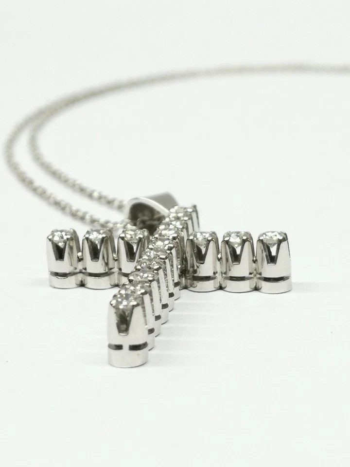 Collar Colgante Cruz Oro 18KT Diamante Natural 0.72 Quilates F Color Vs Mujer - Imagen 4 de 4