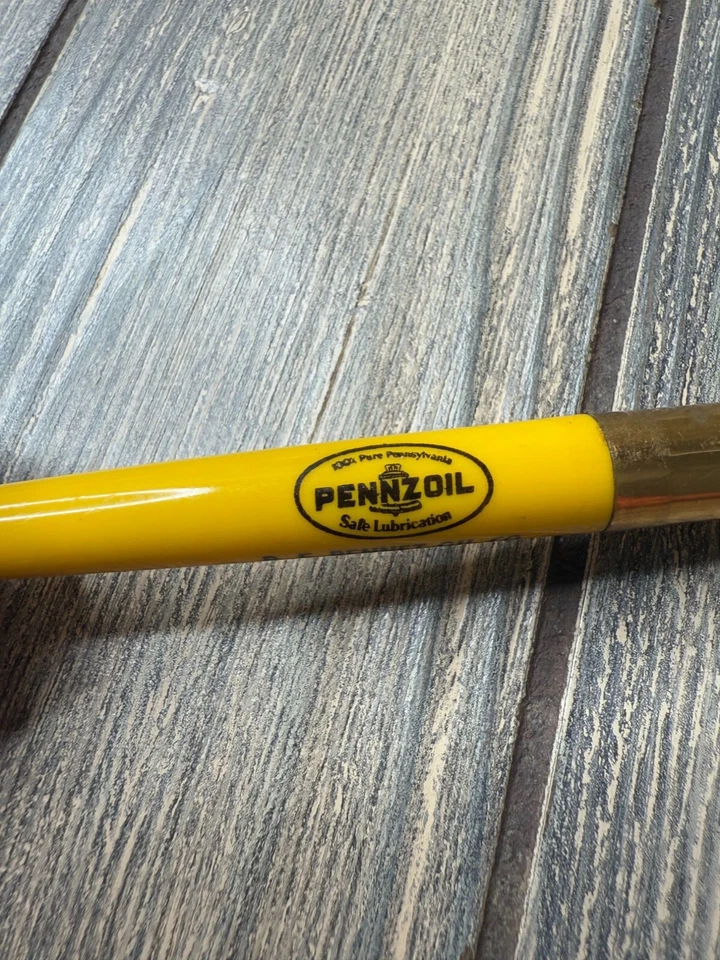 Bolígrafo Pennzoil de colección B.F. Bennet Oil Co. Denver Colo. Amarillo y dorado Foto 2 de 4