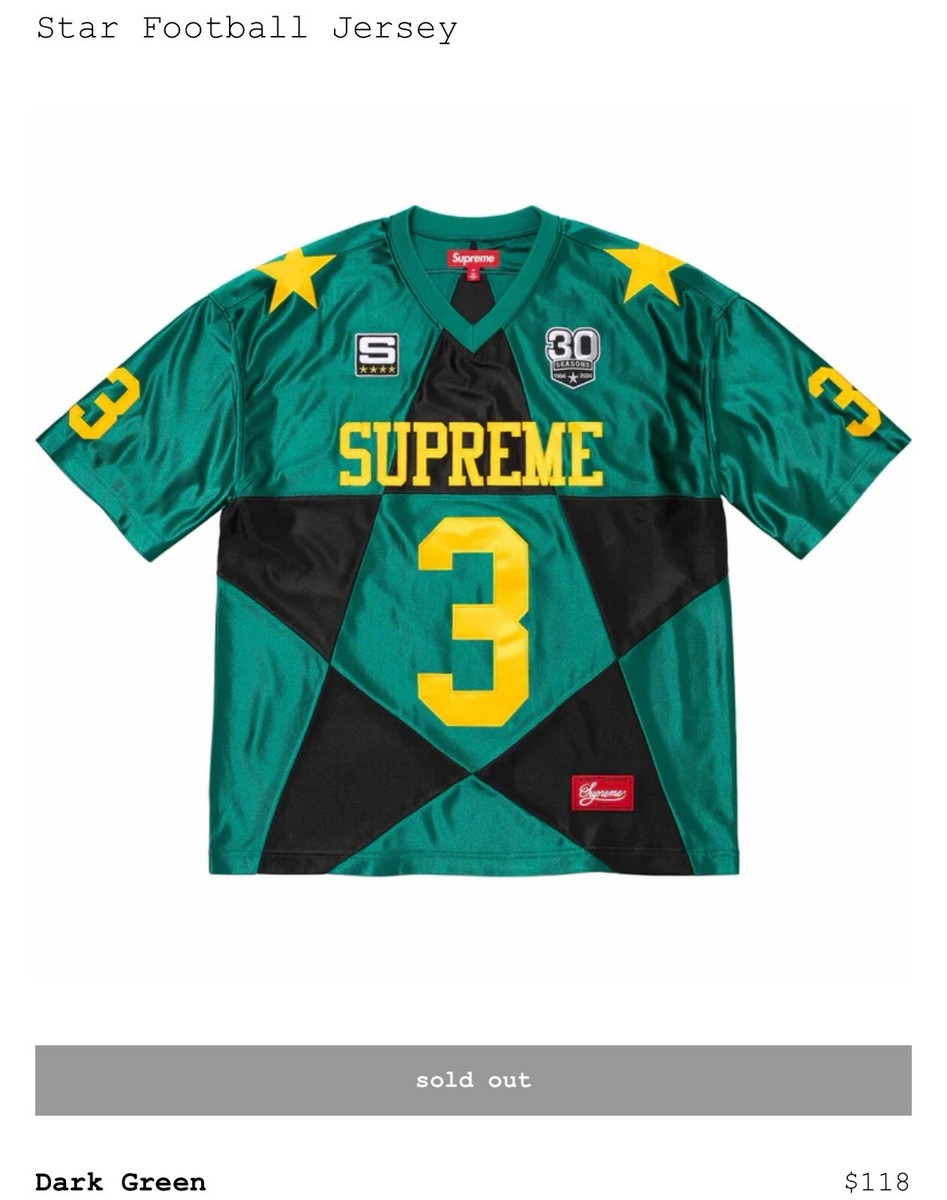 IN HAND Size Small Supreme Star Football Jersey Green FW24 IN HAND Size Small Supreme Star Football Jersey Green FW24