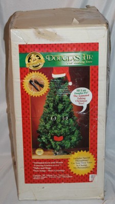 Vintage Gemmy 48 Douglas Fir Talking Christmas Tree Animated Singing Microphone