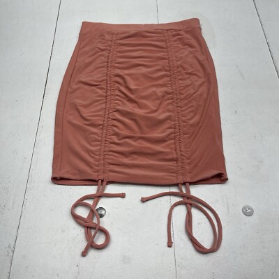 Iris Pink Ruched Front Stretch Pull On Mini Skirt Women s Size Medium