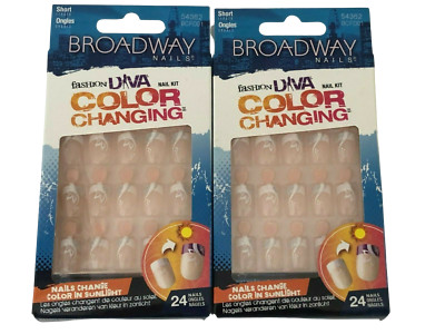 2 Pack  KISS BROADWAY FASHION DIVA COLOR CHANGING NAILS SHORT BCFD01 (No Glue)