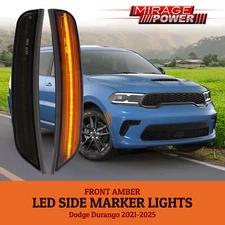 2PC Smoked Amber LED Front Side Marker Assembly Lamps For 21-25 Dodge Durango WD