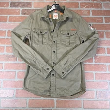 Superdry The Rookie Shirt Twill Military Japan Mens Small Flap Pockets EUC