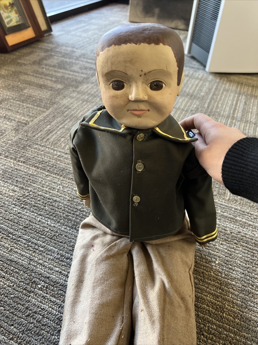 21” Vintage Folk Art Izannah Walker Boy Doll Wood And Cloth | eBay