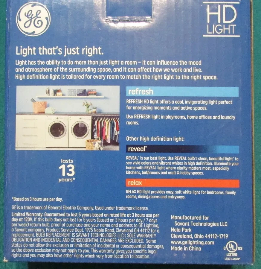 GE refresh LED luz do dia candelabro regulável 40W uso equivalente 4W, pacote com 3 - Imagem 2 de 3