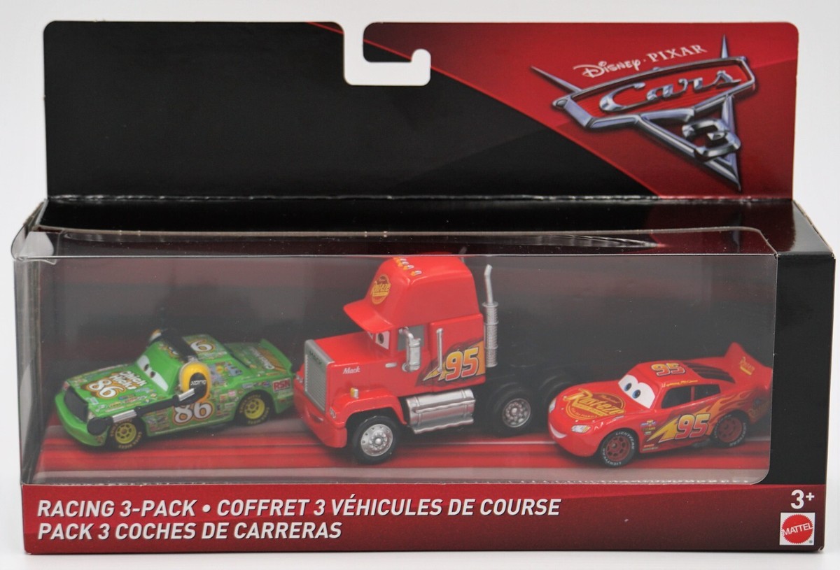 3-Pack Cars Disney Pixar Mack, Chick Hicks With Headset, Lightning