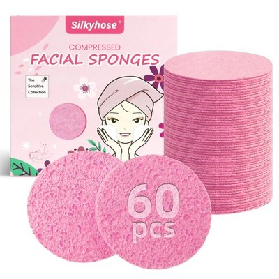 60Count Compressed Facial Sponges 100% Natural Cellulose Cosmetic Spa Sponges...