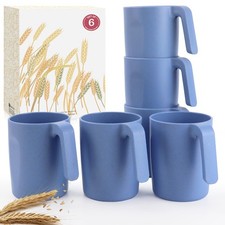 Wrova 16oz Wheat Straw Cups with handles set of 6-Plastic Cups Reusable-Unbre...