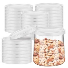 32PCS Plastic Oui Yogurt Jars Lids for Yoplait Oui Yogurt Glass Jars