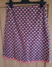 A Boden Red Blue Black &  White Floral Patterned Skirt Size 12L