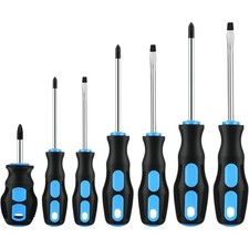 Magnetic Screwdriver Set - 7-Piece Cushion Grip Kit / 4 3 Flat Heads
